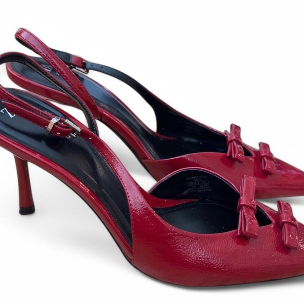 Elegant Red Slingback Peep-Toe Heels